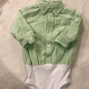 Little boy dress shirt bodysuit 12-18 months EUC